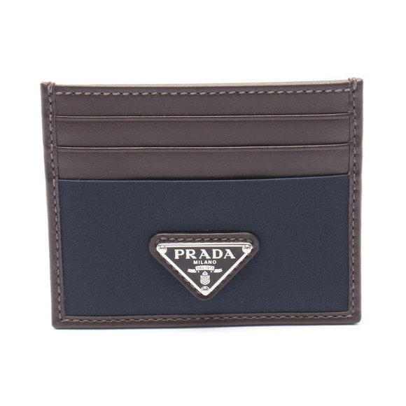 Prada Navy Brown Case Blue Leather Nylon - Picture 1 of 4